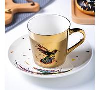 RUNLAIKEJI Mirror Cup, Mirror Coffee Cup, Reflection Coffee Cup, Mirror Reflection Cup and Saucer, Anamorphic Cup and Saucer, Moving Reflection Coffee Cup, Reusable Coffee Cup, Illusion Cups (250ML)