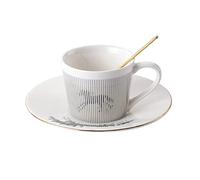 RUNLAIKEJI Mirror Reflection Cup and Saucer, 8 oz Mirror Coffee Cup, Illusion Cups, Anamorphic Cup and Saucer, Moving Reflection Coffee Cup, Reflection Coffee Cup, Ceramic Coffee Mug
