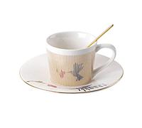 RUNLAIKEJI Mirror Reflection Cup and Saucer, 8 oz Mirror Coffee Cup, Illusion Cups, Anamorphic Cup and Saucer, Moving Reflection Coffee Cup, Reflection Coffee Cup, Ceramic Coffee Mug