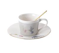 RUNLAIKEJI Mirror Reflection Cup and Saucer, 8 oz Mirror Coffee Cup, Illusion Cups, Anamorphic Cup and Saucer, Moving Reflection Coffee Cup, Reflection Coffee Cup, Ceramic Coffee Mug