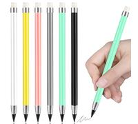 Runmeihe® 6PCS Everlasting Pencil with Rubbers on The End, Portable Inkless Pencils Eternal Reusable Erasable, Technology Unlimited Eternal Pencil for Children Drawing and Writing