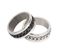 Runmeihe Anxiety Ring For Men Women Stainless Steel Titanium Steel Removable Chain Rings Cool Spinner Rings Fidget Ring (9)