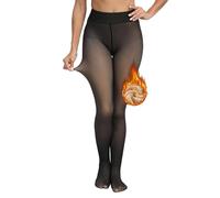 Runmeihe Fleece Lined Warm Tights for Women, 220g Fake Translucent Winter Tights, Double Lined Stretch Thermal Tights