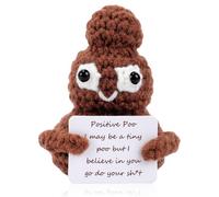 Runmeihe Funny Positive Poo, Mini Cute Wool Knitting Doll with Positivity Card, Soft Novelty Good Luck Gifts Charm Encourage Women Kids Students Exams for Birthday Gifts Home Office Party Decorations
