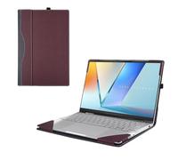 RUNMEIJIA Laptop Case Cover only for ASUS Vivobook S 14 OLED (S5406) 14 inch [NOT Working with Other ASUS Models] Notebook Sleeve Computer Bag Protective PU Leather Shell (Wine red)
