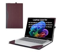 RUNMEIJIA Laptop Cover Case for HP OmniBook X Flip/HP OmniBook 5 Flip 14"[not Compatible with Any Other Model] 2-in-1 Detachable PU Leather Shell Notebook Sleeve (Wine red)