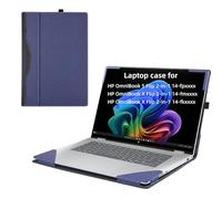 RUNMEIJIA Laptop Cover Case for HP OmniBook X Flip/HP OmniBook 5 Flip 14"[not Compatible with Any Other Model] 2-in-1 Detachable PU Leather Shell Notebook Sleeve (Blue)