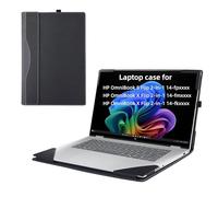 RUNMEIJIA Laptop Cover Case for HP OmniBook X Flip/HP OmniBook 5 Flip 14"[not Compatible with Any Other Model] 2-in-1 Detachable PU Leather Shell Notebook Sleeve (Black)