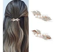 Runmi 2 Pcs Pearl Hair Claw Clips Butterfly Hair Catch Strong Hold Hair Clips for Women and Girls