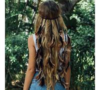 Runmi Boho Feather Headband Long Tassel Headpiece Adjustable Hair Bands Festival Hair Accessories for Women and Girls