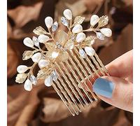 Runmi Bride Wedding Hair Combs Gold Headpieces Pearl Bridal Hair Accessories Leaf Hair Piece for Women and Girls… (Gold)