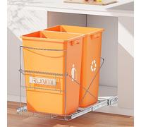 RUNMI Double 37 Quart Pull Out Trash Can Under Cabinet, Under Sink Trash Can Kit for Kitchen, 70 Liter Total Capacity, Garbage Can Not Included