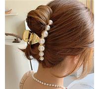 Runmi Hair Claw Clips Pearl Hair Clips Large Hair Barrette Claw Gold Hair Claws Metal Hair Accessories for Women and Girls(2PCS)