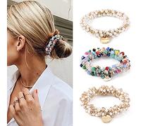 Runmi Hair Ties 3 Pcs Pearl Hair Scrunchies Elastic Stretchy Hair Bands Hair Accessories for Women and Girls