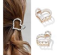 Runmi Pearl Hair Claw Clips Gold Hair Clips Crystal Hair Claws Metal Hair Accessories for Women and Girls