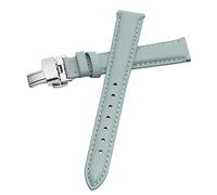 RUNMIND Genuine Leather Butterfly Clasp Watch Bands,Replacement Strap Men Women, Quick Release Leather Watch Band, Blue-silver-b1, 13 mm