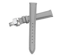 RUNMIND Genuine Leather Butterfly Clasp Watch Bands,Replacement Strap Men Women, Quick Release Leather Watch Band, Gray-silver-b1, 20 mm