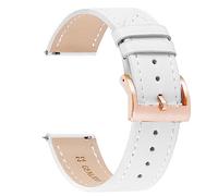 RUNMIND Genuine Leather Watch Strap,Women Sport Quick Release Watch Band, Replacement Watch Band, White-rosegold, 24 mm