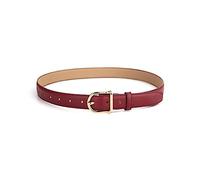 RUNMIND Genuine Leather Woman Pin Buckle Belt,Casual Leather Thin Belt,Reversible Leather Jeans Belts, Burgundy, 105 cm