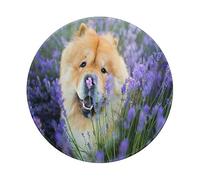 RUNMIND Round Mouse Pad,Chow-Chow Sweet Fluffy Brown Dogs Purple Wild,Non-Slip Rubber Base Small Mousepad,waterproof Mouse Mat 8 Inches