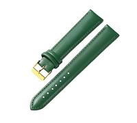 RUNMIND Vintage Leather Watch Band,Genuine Leather Watch Straps With Stainless Buckle,Quick Release Watch Band, Green-gold, 14 mm