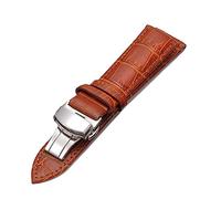 RUNMIND Vintage Leather Watch Band, Replacement Watch Strap with Butterfly Buckle,Leather Watch Strap for Unisex, Brown, 21 mm