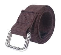 RUNMIND Women Men Canvas Belt,Casual Double D-Ring Buckle Belt,Adjustable Canvas Belt for Jeans, Coffee, 110cm