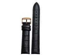 RUNMIND Women's Genuine Leather Watchband,Quick Release Retro Leather Watch Band,Replacement Watch Strap, Black-gold, 18 mm