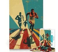 Runner Athletics Retro Art Jigsaw Puzzles for Teenagers 1000 Piece Brain Workout Toy Mental Relax Art Assembly Unique Gift (38x52cm)