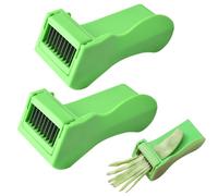 Runner Bean Slicer and Stringer UK, 2 Pcs Mini Runner Bean Cutter Multi-Functional Pepper Green Bean Slicer Stainless Steel Blade, Kitchen Slicer Tool Gadget for Vegetable, Manual Food Slicers (Green)