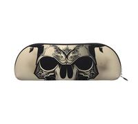 Runner Bull Skull Leather Half Round Storage Bag Stationery Bag Makeup Bag Wallet Storage Bag, Silver, One Size, Storage Bag
