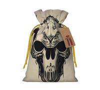 Runner Bull Skull Print Christmas Drawstring Gift Bags With Cards For Xmas Party Decorations Holiday