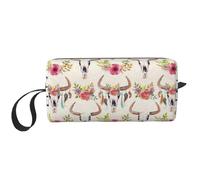 Runner Bull Skull Print Simple Organizer Pouch, Lightweight Travel Bag, Foam Padded Cosmetic Case
