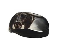 Runner Bull Skull Print Sweatbands Sports Headband for Men Women,Athletic Sweatband for Tennis,Basketball,Running,Gym