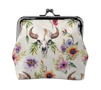 Runner Bull Skull Print Women'S Kiss Lock Coin Pouch, Mini Wallet For Cards And Lipstick, Soft Compact Purse