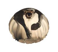 Runner Bull Skull print Women's shower cap Reusable elastic shower cap Double-layer hair cap Shower cap