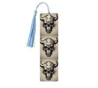 Runner Bull Skull Printing Fashion Wooden Bookmarks 5 Pieces,Rectangle Bookmarks for Adult Perfect for Graduation Gifts