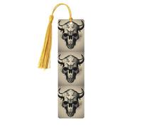 Runner Bull Skull Printing Fashion Wooden Bookmarks 5 Pieces,Rectangle Bookmarks for Adult Perfect for Graduation Gifts