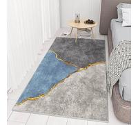 Runner Carpet, Modern Grey, Blue, Gold Home Decor Corridor Kitchen Entryway Narrow Runner Rug 100cm/1.5m/2m/2.5m/300cm/350cm/4m/5m/6m length(100×450cm/3.3ft×14.8ft)