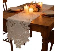 Runner da tavolo, Centrini moderni per mobili, Centrini moderni per camera da letto, in pizzo bianco con fiore ricamato, runner europeo per comò e mensole, per matrimoni, tavoli da pranzo e feste