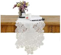 Runner da tavolo, Centrini moderni per mobili, Centrini moderni per camera da letto, in pizzo bianco con fiore ricamato, runner europeo per comò e mensole, per matrimoni, tavoli da pranzo e feste