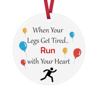 Runner Gifts Fitness Gym Gifts When Your Legs Get Tired Run with Your Heart Ceramic Ornament Inspirational Gifts for Fitness Men Women Runner Coach Running Lover Gift Trainer Gift