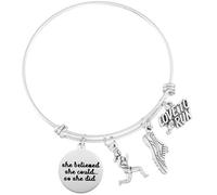 Runner Gifts for Women Her Teens Marathon Team Inspire Birthday Cross Country Running Bracelet, Medium, Stainless Steel, no gemstone