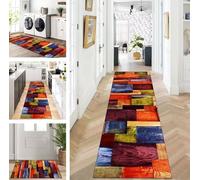 Runner Hallway Kitchen Corridor Rug Runner Colourful Wood Grain 90 x 500 cm Non-Slip Washable Kitchen Runner Hallway Rug Polyester Sold by the Metre Hallway Runner Bedroom Living Room Rug Always Width
