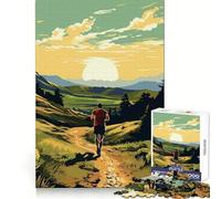 Runner in Nature Landscape Illustration 1000 Piece Jigsaws for Teenagers Puzzle Smart Game Group Play Image Assembly Wall Art Decor (38x52cm)