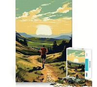 Runner in Nature Landscape Illustration Hard Jigsaw Puzzle for Adults 1000 Pieces Fine Logic Toy Calm Fun Neat Edge Thoughtful Gift (38x26cm)