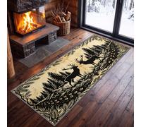Runner Kitchen 60 x 180 cm Non-Slip Hallway Runner Rug | Western Animals Stag Carpet Doormat Countryside Fir Pine Trees Runner Rug for Living Room Bedroom Office Entryway Mats