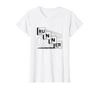 Runner Periodic Table Marathon Funny Science Value Graphic T-Shirt, Women, White, M