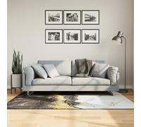 Runner Rug 120x180 cm Gold & White Polyester Velvet Low Pile PVC Anti-Slip Soft