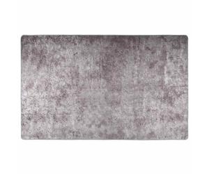 Runner Rug 160x230 cm Grey Polyester Velvet Low Pile PVC Anti-Slip Mat Washable.